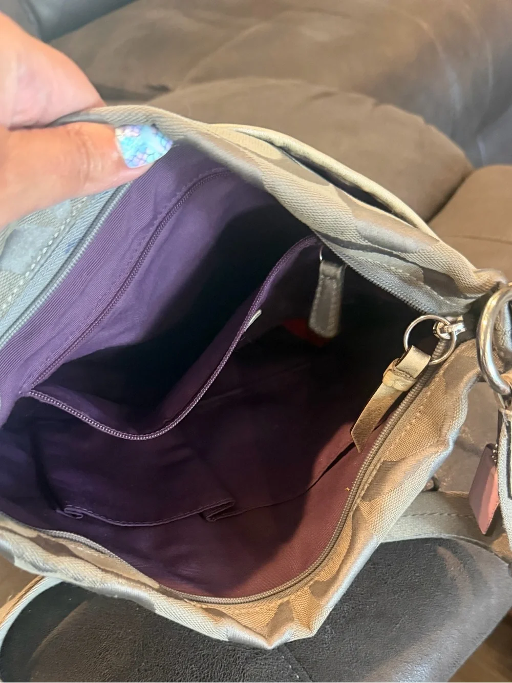 Coach Light Gray Signature Crossbody Shoulder Bag